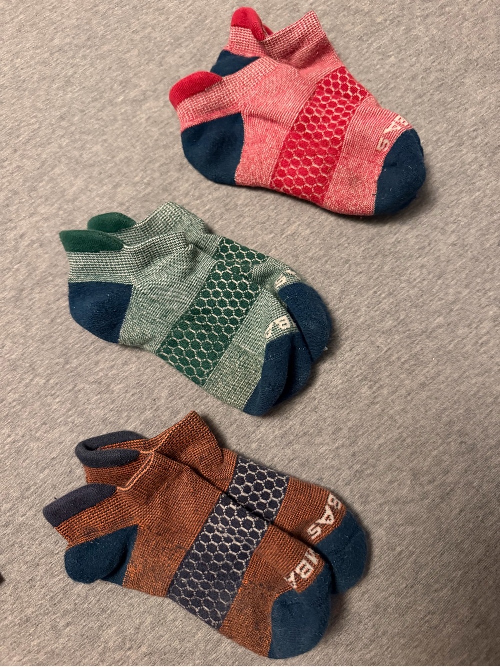 Bombas Kids Low-Cut Sock Trio - Pink, Green, Brown YOUTH size